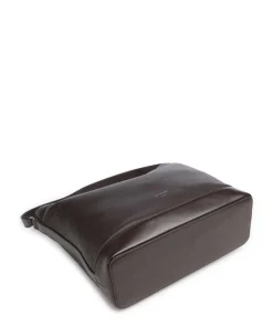 Foru Beuteltasche genarbtes Rindsleder dunkelbraun