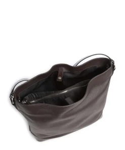 Foru Beuteltasche genarbtes Rindsleder dunkelbraun