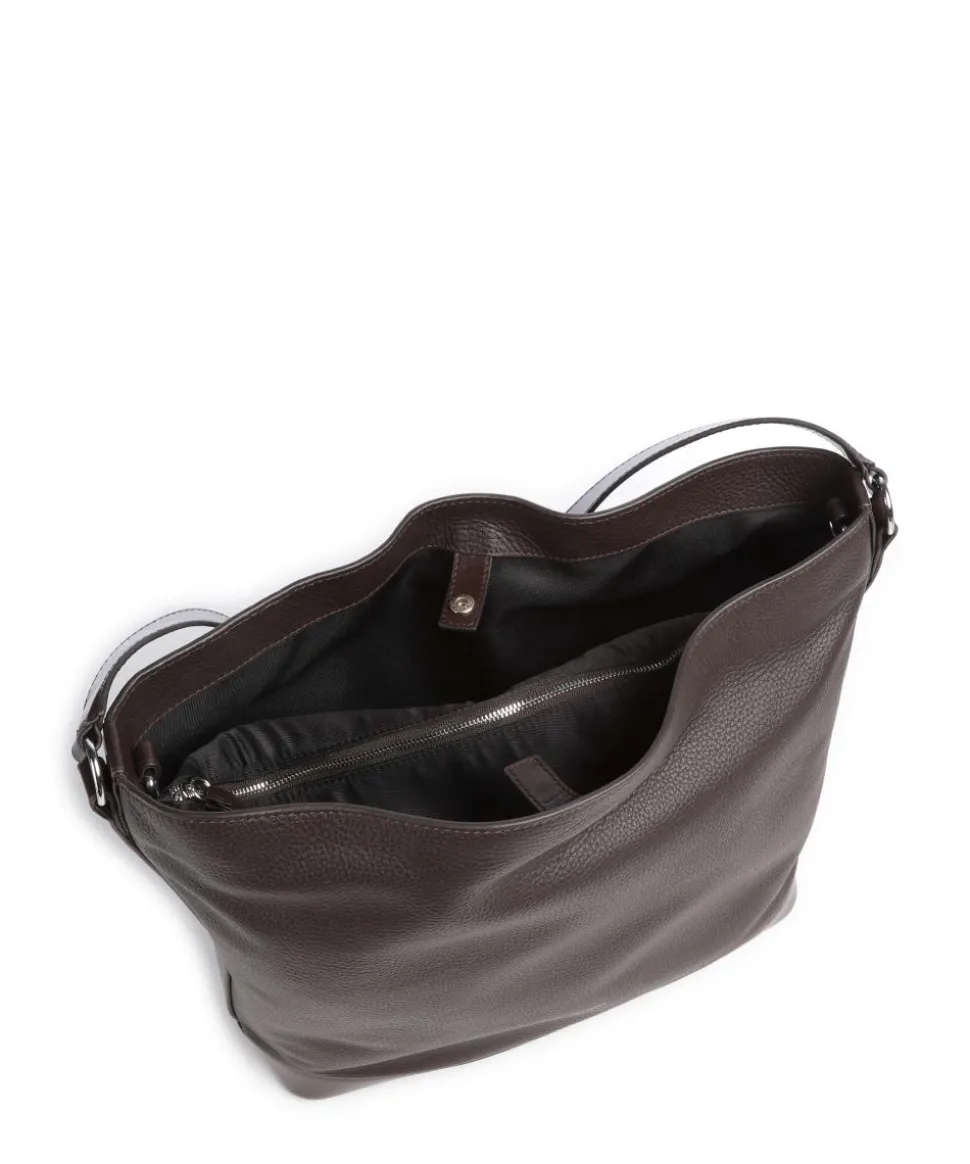 Foru Beuteltasche genarbtes Rindsleder dunkelbraun