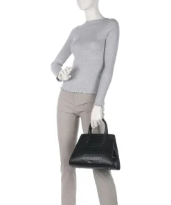 Glasshouse Handtasche geprägtes Rindsleder schwarz