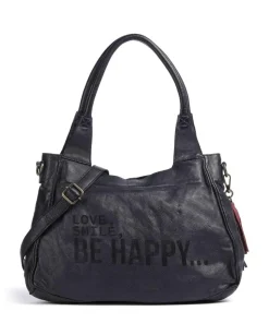 Glücksbrücke 3 Schultertasche genarbtes Rindsleder navy