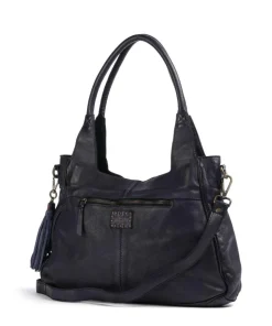 Glücksbrücke 3 Schultertasche genarbtes Rindsleder navy