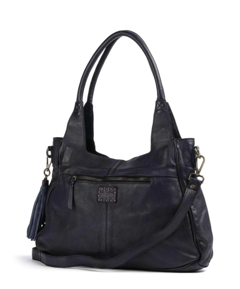 Glücksbrücke 3 Schultertasche genarbtes Rindsleder navy