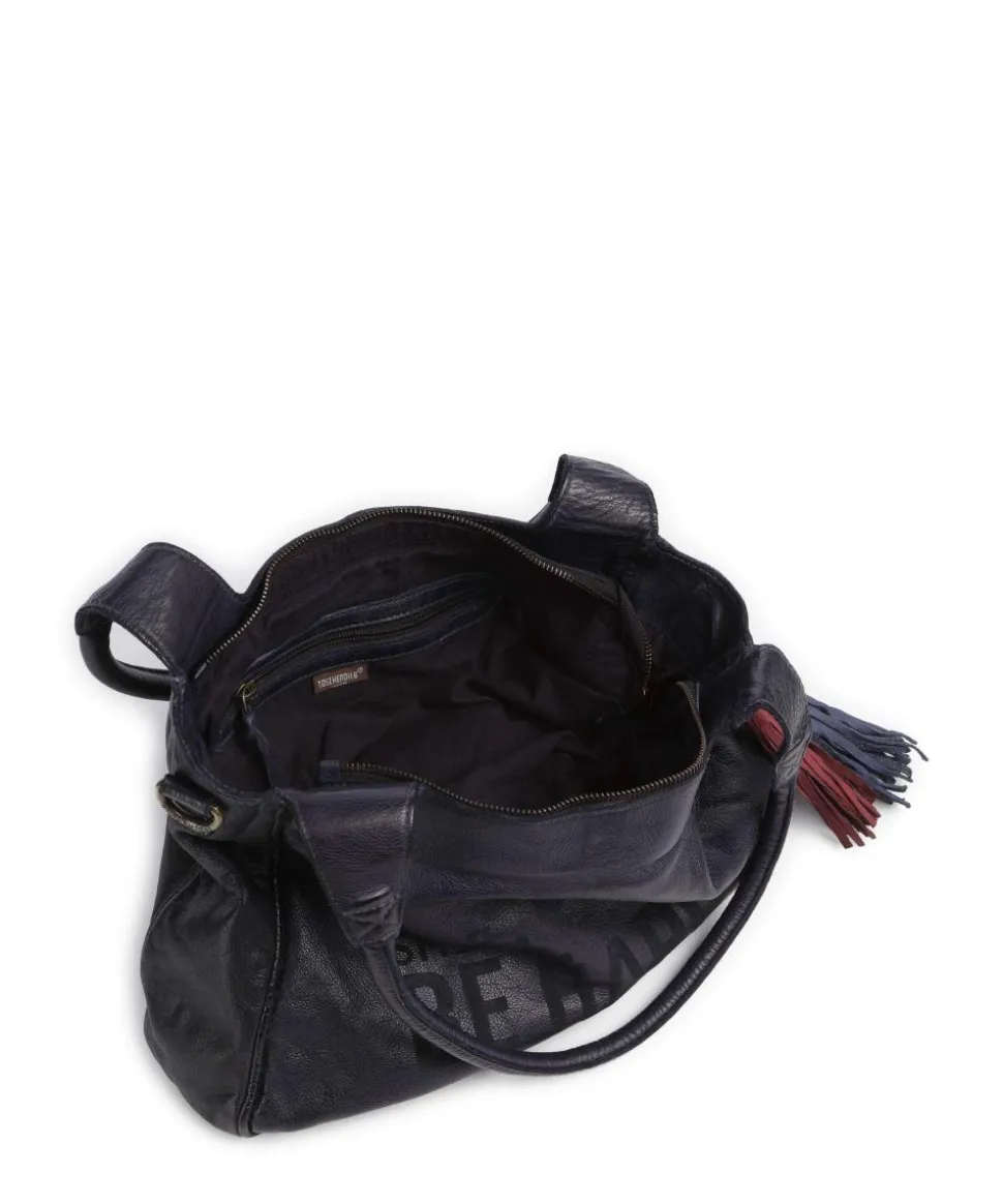 Glücksbrücke 3 Schultertasche genarbtes Rindsleder navy