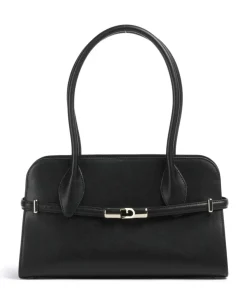 Goccia M Schultertasche fein genarbtes Kalbsleder schwarz
