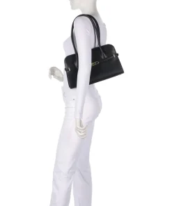 Goccia M Schultertasche fein genarbtes Kalbsleder schwarz