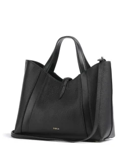 Goccia S Handtasche genarbtes Leder schwarz