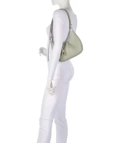 Goccia S Schultertasche genarbtes Kalbsleder graugrün