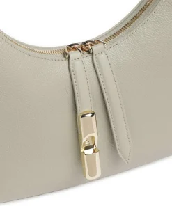 Goccia S Schultertasche genarbtes Kalbsleder graugrün