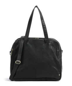 Golden Chic Schultertasche genarbtes Leder schwarz