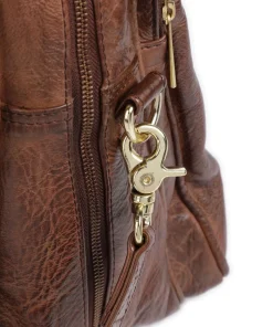 Golden Chic Schultertasche genarbtes Leder braun