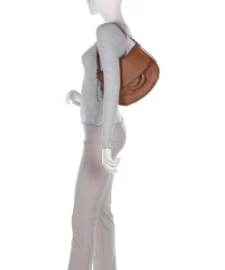Gondola Stella medium Schultertasche genarbtes Leder braun