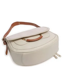 Gondola Stella medium Schultertasche genarbtes Leder beige