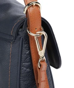 Gondola Stella medium Schultertasche genarbtes Leder dunkelblau