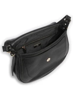 Gondola Stella medium Schultertasche genarbtes Leder schwarz