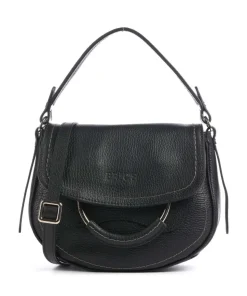Gondola Stella mini Schultertasche genarbtes Leder schwarz