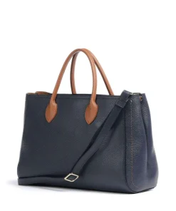 Gondola Tulipano Handtasche genarbtes Leder dunkelblau
