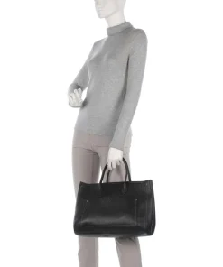 Gondola Tulipano Handtasche genarbtes Leder schwarz