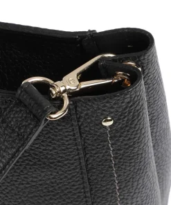 Gondola Tulipano Handtasche genarbtes Leder schwarz