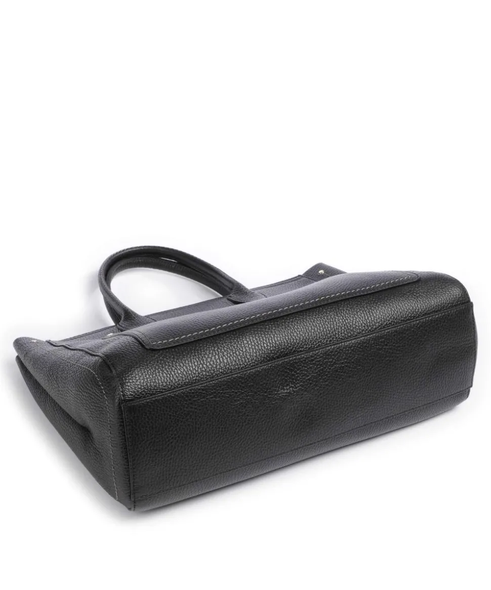 Gondola Tulipano Handtasche genarbtes Leder schwarz