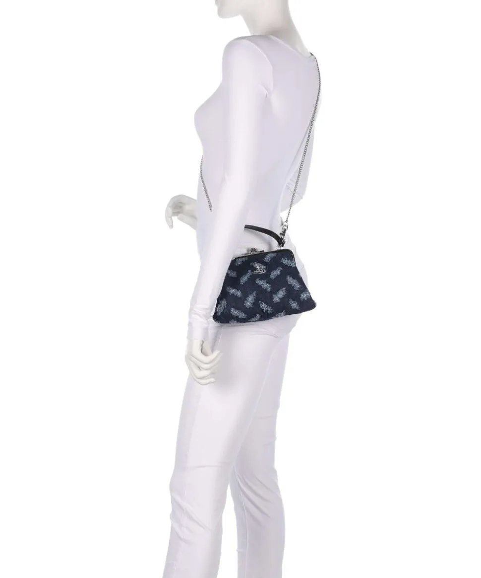 Granny Frame Ripped Denim Umhängetasche Baumwolle dunkelblau