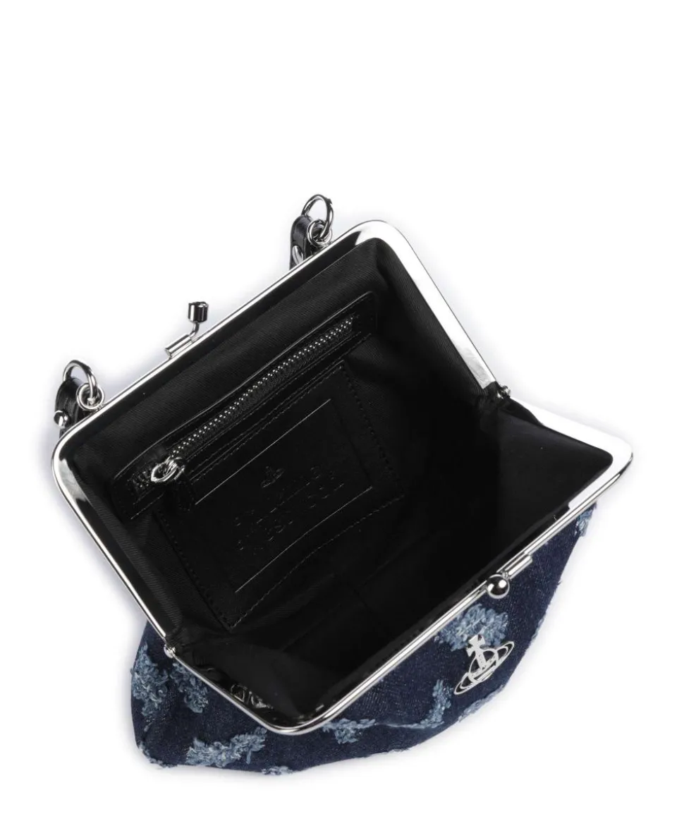 Granny Frame Ripped Denim Umhängetasche Baumwolle dunkelblau