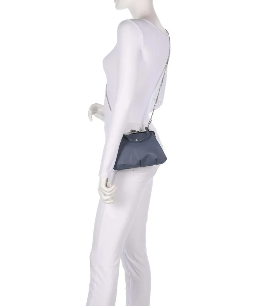 Granny Frame Saffiano Handtasche Lederimitat blaugrau