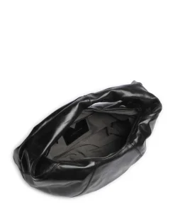 Greta Icon Crinkle Beuteltasche fein genarbtes Rindsleder schwarz