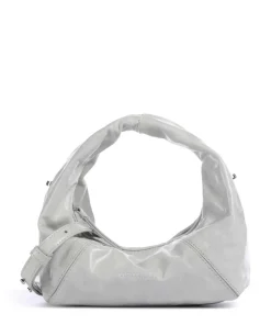 Greta Icon Crinkle Mini Handtasche genarbtes Rindsleder hellgrau