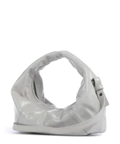 Greta Icon Crinkle Mini Handtasche genarbtes Rindsleder hellgrau