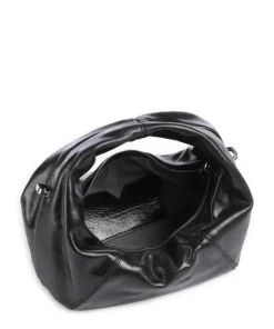 Greta Icon Crinkle Mini Handtasche genarbtes Rindsleder schwarz