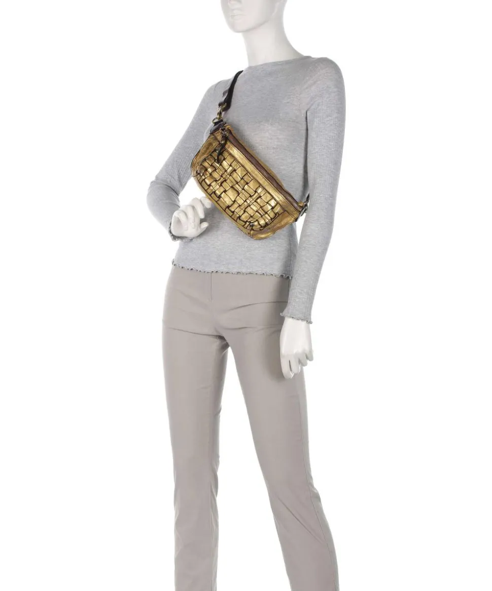 Gürteltasche genarbtes Rindsleder gold