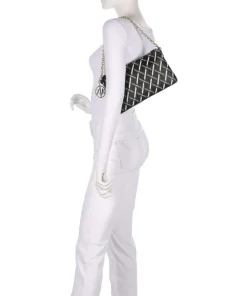 Gynger Logo Schultertasche Lederimitat schwarz