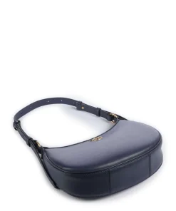 Half Moon Mini Schultertasche fein genarbtes Rindsleder dunkelblau