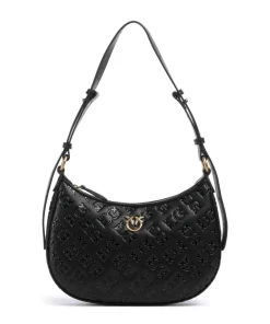 Half Moon Mini Schultertasche geprägtes Kalbsleder schwarz