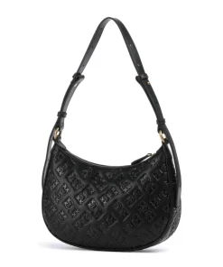 Half Moon Mini Schultertasche geprägtes Kalbsleder schwarz