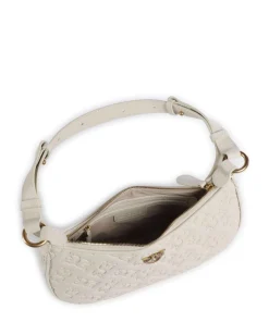 Half Moon Mini Schultertasche geprägtes Kalbsleder elfenbein