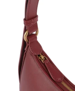 Half Moon Mini Schultertasche fein genarbtes Rindsleder bordeaux