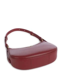 Half Moon Mini Schultertasche fein genarbtes Rindsleder bordeaux
