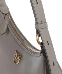 Half Moon Mini Schultertasche fein genarbtes Rindsleder grau