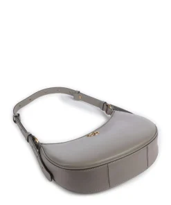 Half Moon Mini Schultertasche fein genarbtes Rindsleder grau