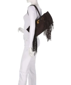 Hamilton Small Schultertasche aufgerautes Kalbsleder dunkelbraun