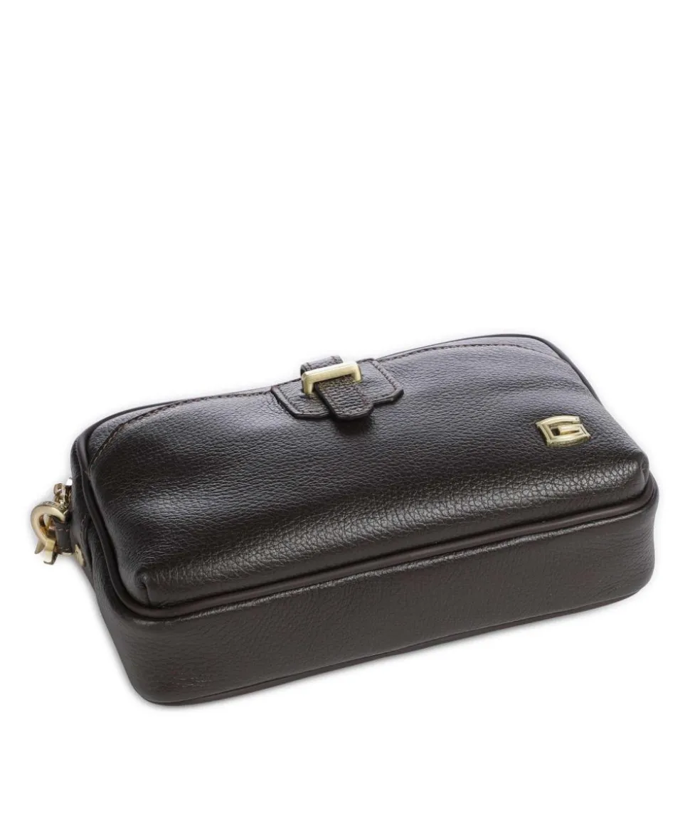 Handgelenktasche genarbtes Kalbsleder dunkelbraun