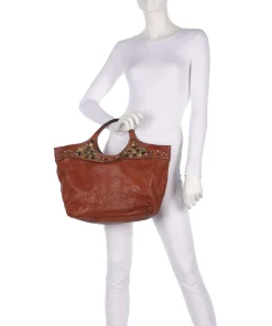 Handtasche fein genarbtes Rindsleder cognac