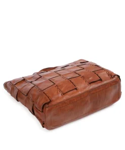 Handtasche fein genarbtes Rindsleder cognac