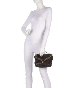 Handtasche fein genarbtes Rindsleder dunkelbraun