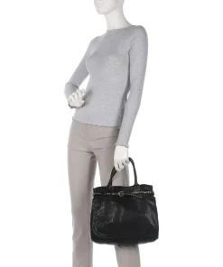 Handtasche fein genarbtes Rindsleder schwarz