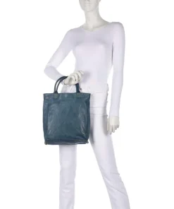 Handtasche genarbtes Rindsleder dunkelblau