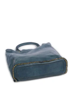 Handtasche genarbtes Rindsleder dunkelblau