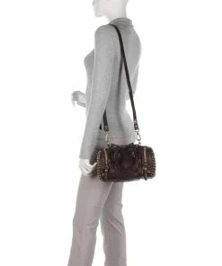 Handtasche genarbtes Rindsleder dunkelbraun